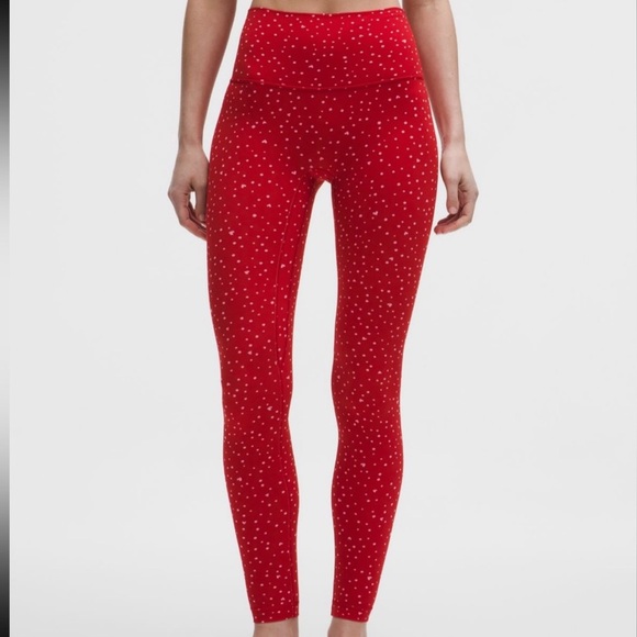 NWT LULULEMON Align No Line HR Pant 25” Heart Scatter Dot Candy Cloud Oxford Red